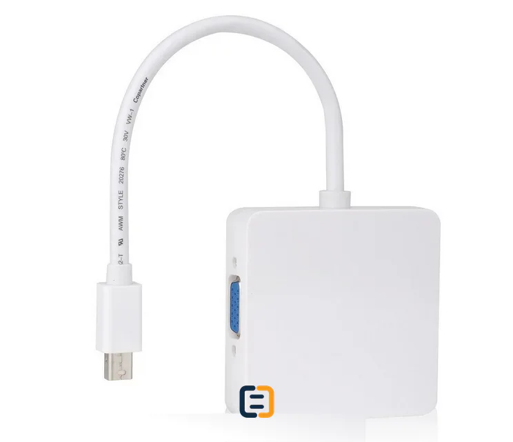 3 in 1 Thunderbolt Mini DP to HDMI DVI VGA DP Cable Adapter