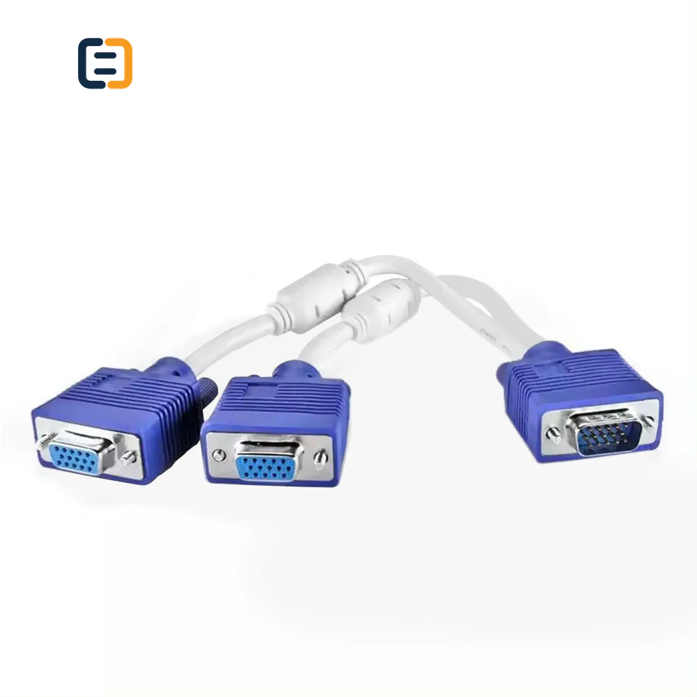 1-to-2 VGA Splitter Cable, 15-Pin Male to Dual Female