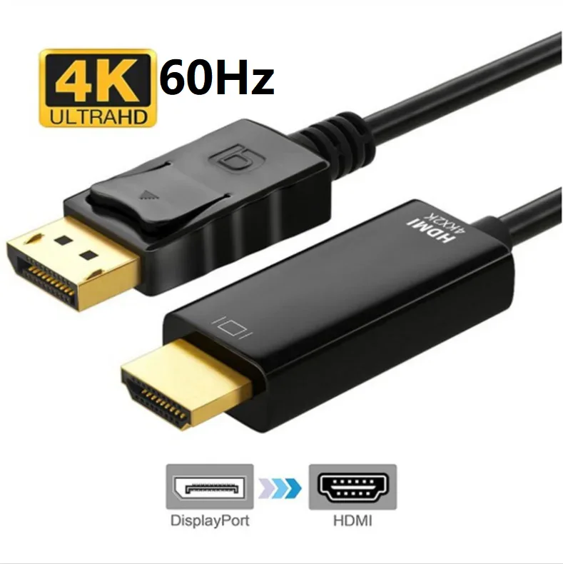 1.8m black color 4K 60Hz DisplayPort DP to HDMI adapter cable - 4K@60Hz - product image 3