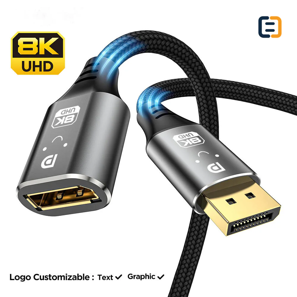8K DP male to female extension cable