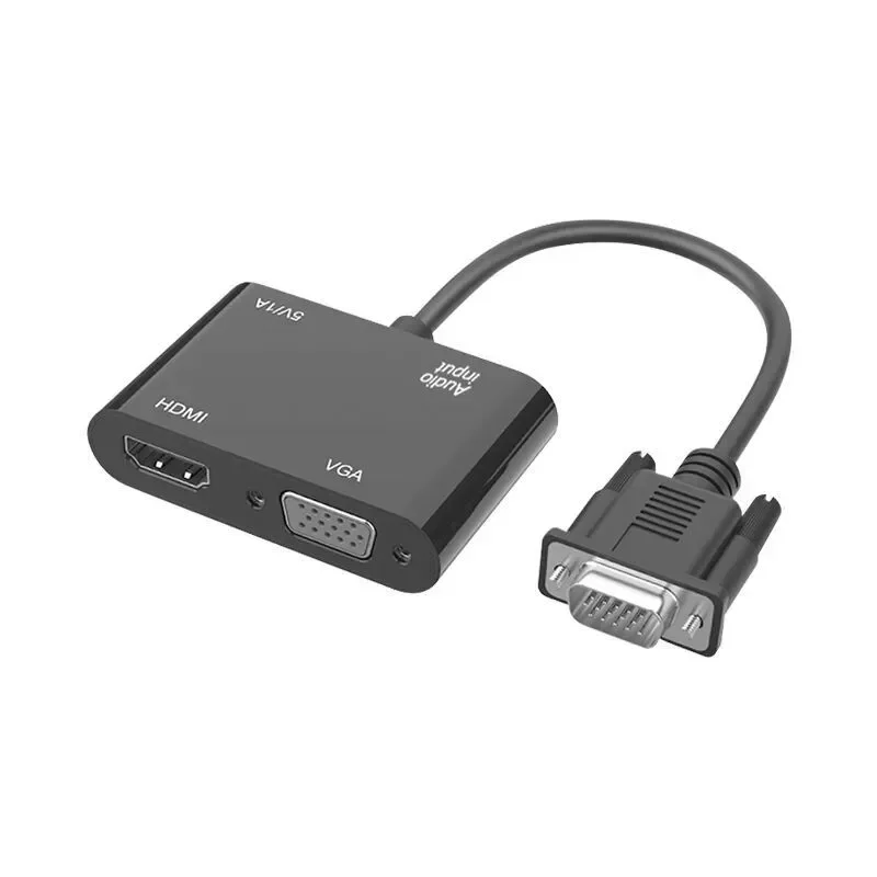 VGA to HDMI+VGA Adapter Converter - Support 1920x1080p