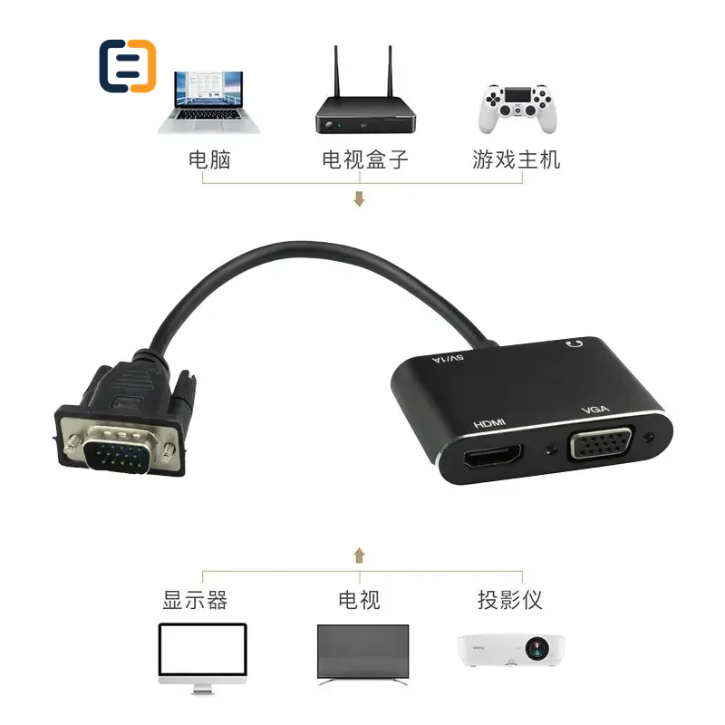 VGA to HDMI+VGA Adapter Converter - Support 1920x1080p - product image 3