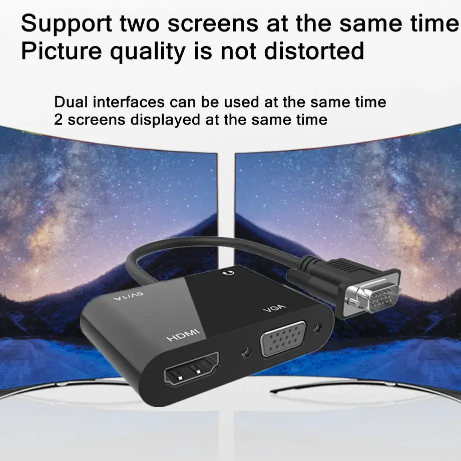 VGA to HDMI+VGA Adapter Converter - Support 1920x1080p - product image 4
