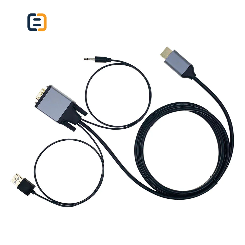 HDMI to VGA cable with Audio Cable+Power Supply Cable - 1.8M