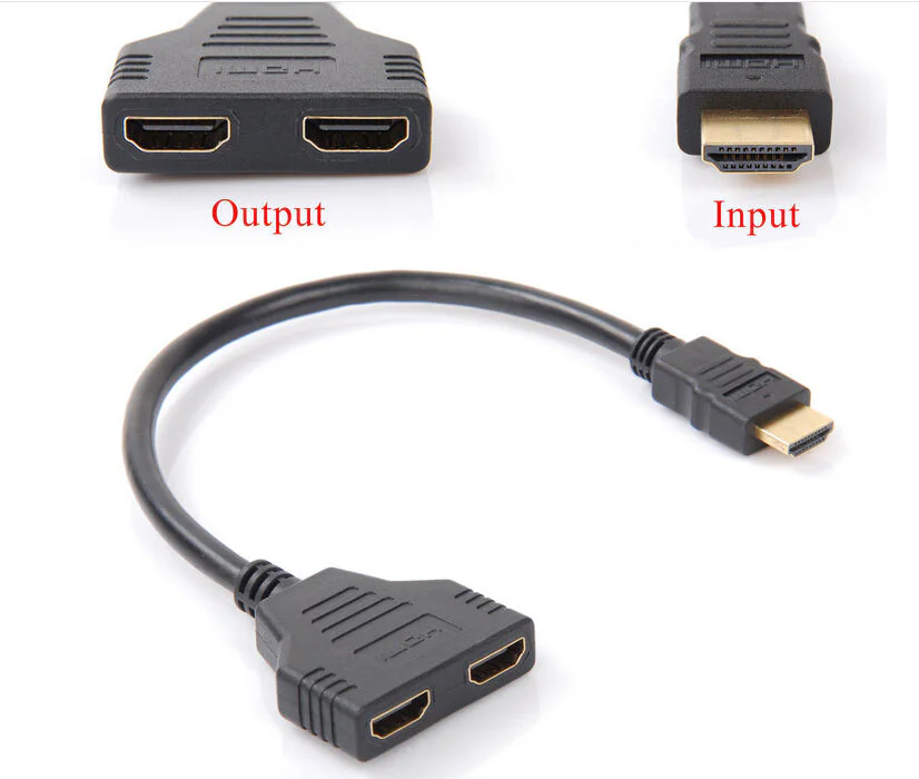 HDMI Male to Dual HDMI Female 1 to 2 Way Splitter Adapter Cable for HDTV
