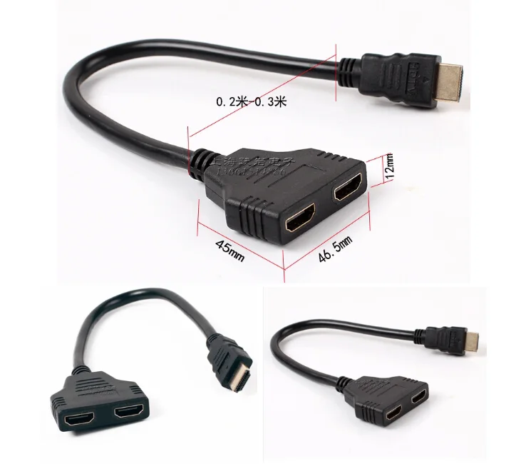 HDMI Male to Dual HDMI Female 1 to 2 Way Splitter Adapter Cable for HDTV - product image 5