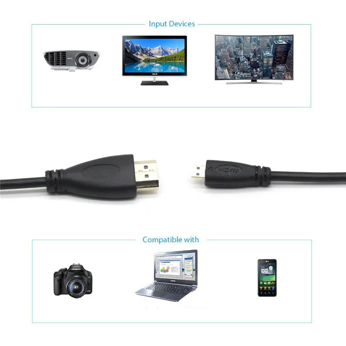 50cm Gold plated micro HDMI cable right bend left bend 90 degree - 1080P - product image 5