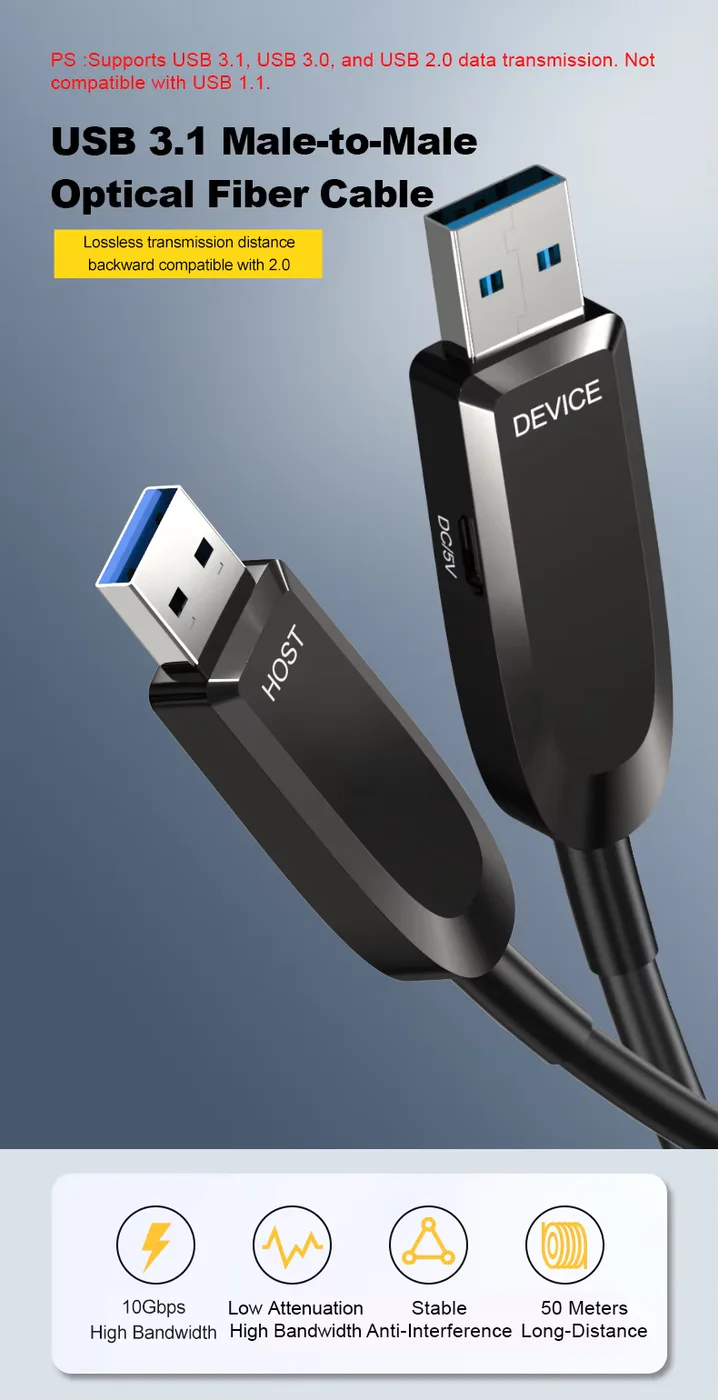 USB 3.0 Active Optical Cable, 10Gbps, 5-50m - product image 3