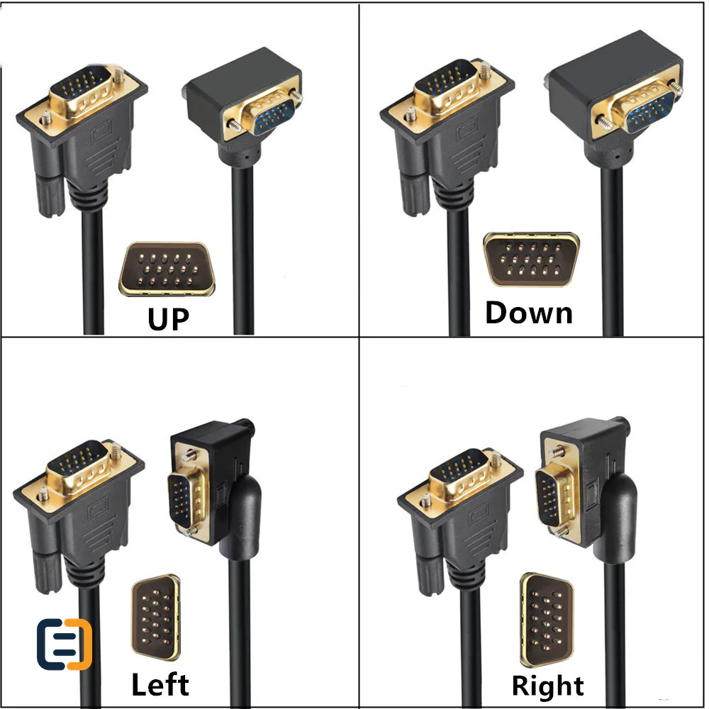 Right-Angle VGA Male-to-Male Cable, 0.5-1.5m - product image 2