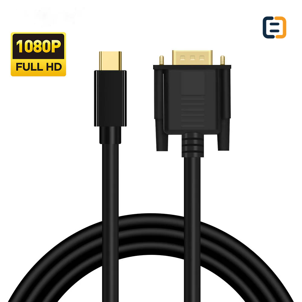 1.8M USB-C to VGA Adapter Cable 1080P Converter