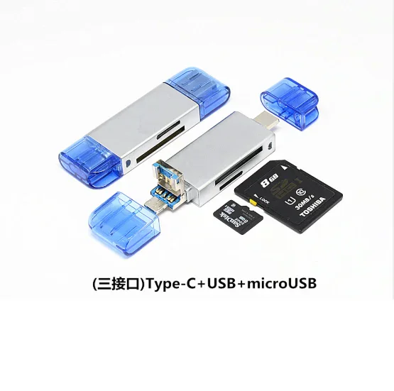 Multifunction USB 3.0 Micro USB TF SD USB-C OTG Smart Card Reader - product image 3