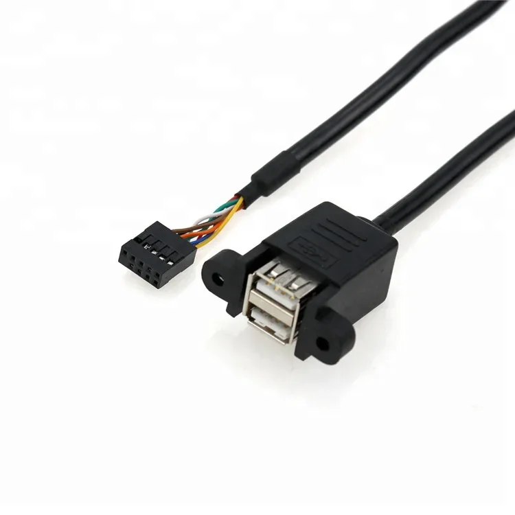 Dual USB 2.0 panel mount to 9 Pin cable - product image 2