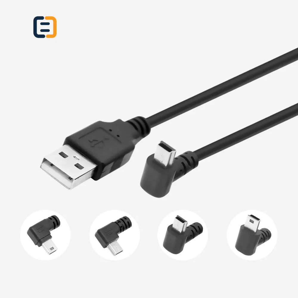 USB2.0 A type male to 90 degree angled mini USB male cable