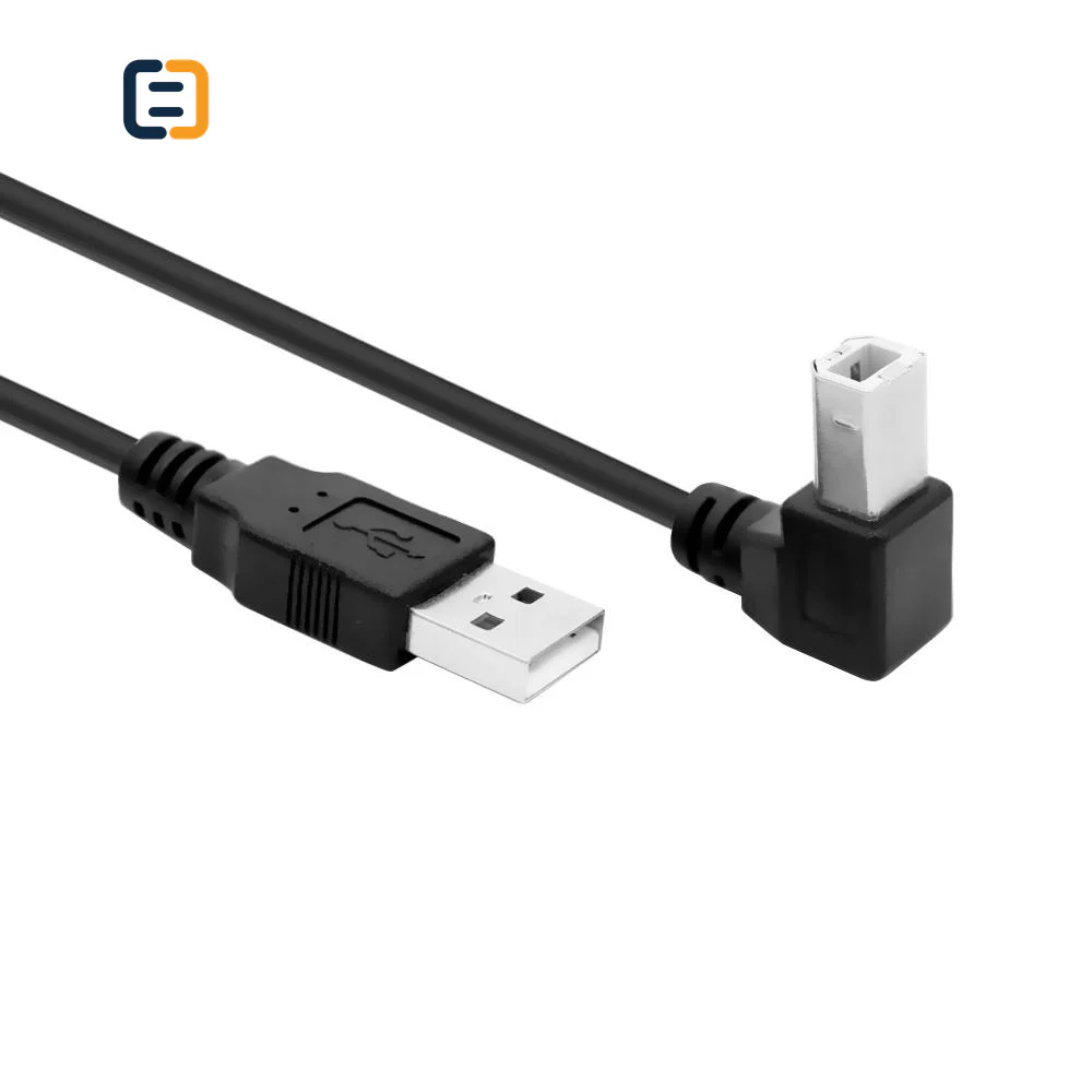 USB2.0 A Male Plug to Right Angle USB B Male Printer Scanner cable