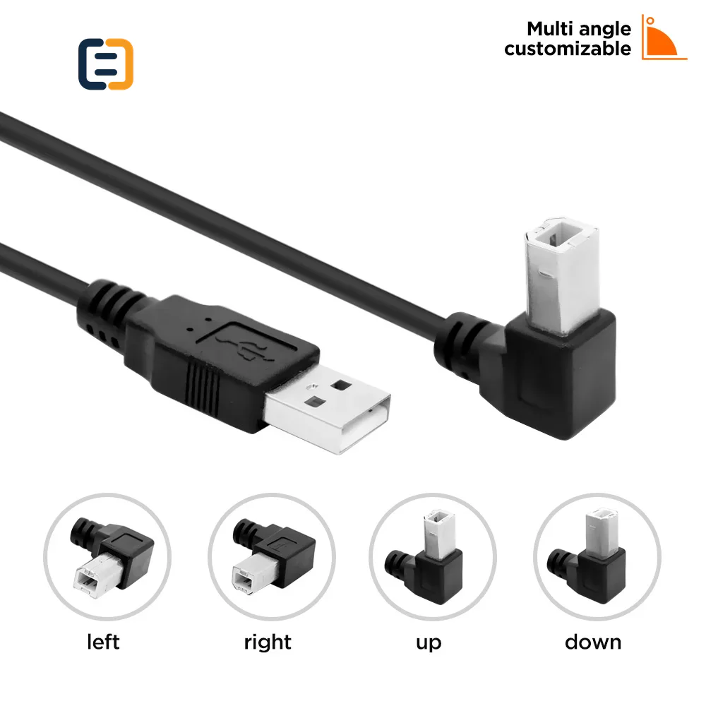 USB2.0 A Male Plug to Right Angle USB B Male Printer Scanner cable - product image 3
