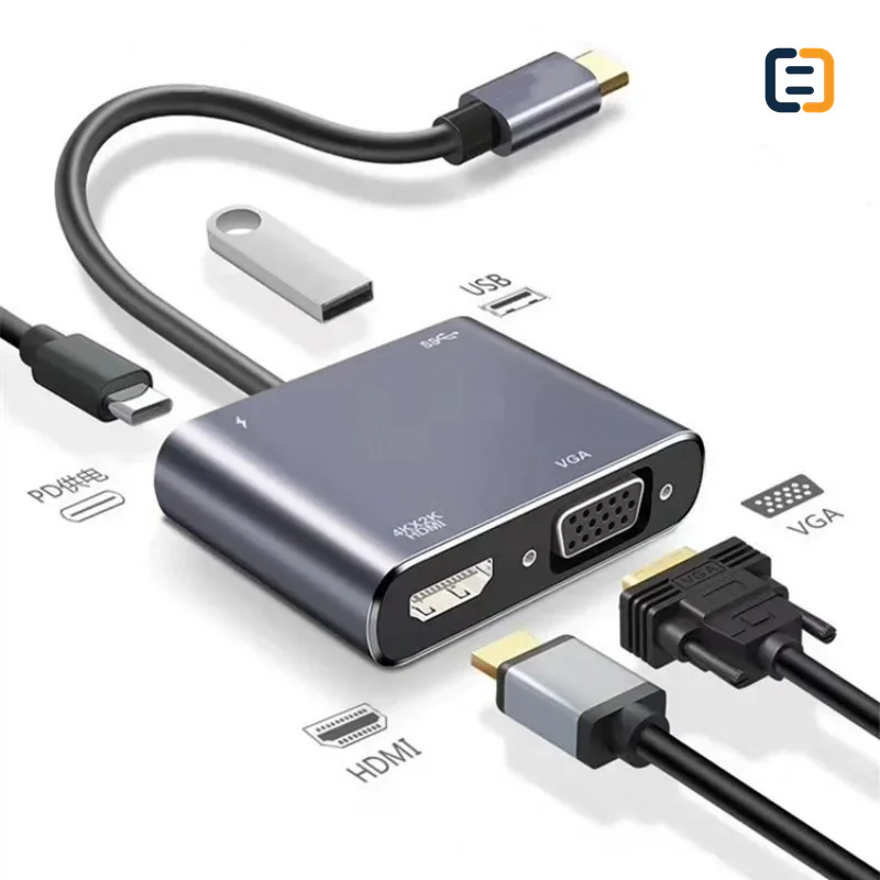 4-in-1 USB-C Hub with HDMI, VGA, USB 3.0 & 100W PD - product image 2