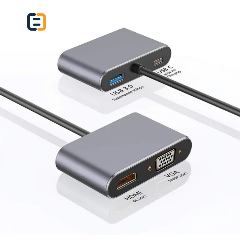 4-in-1 USB-C Hub with HDMI, VGA, USB 3.0 & 100W PD - product image 6