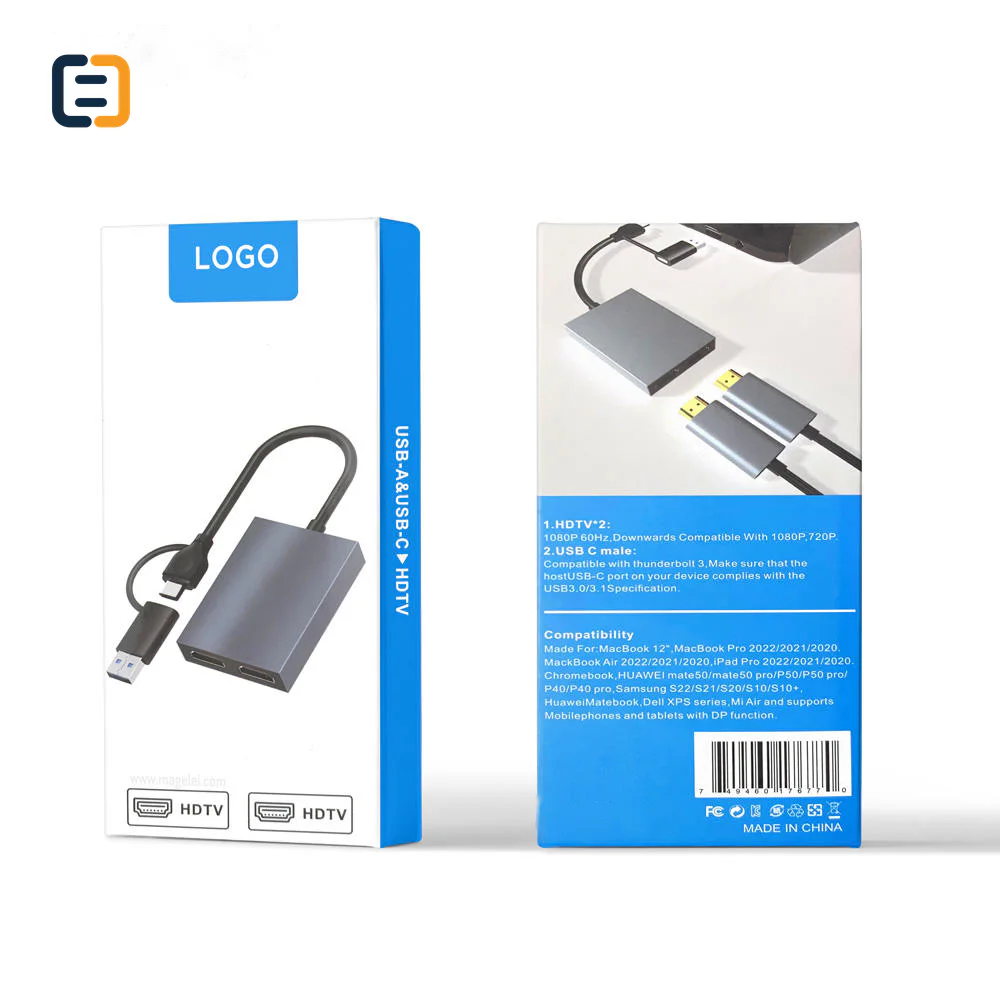 USB-C & USB3.0 to Dual HDMI Adapter - 0.2m
