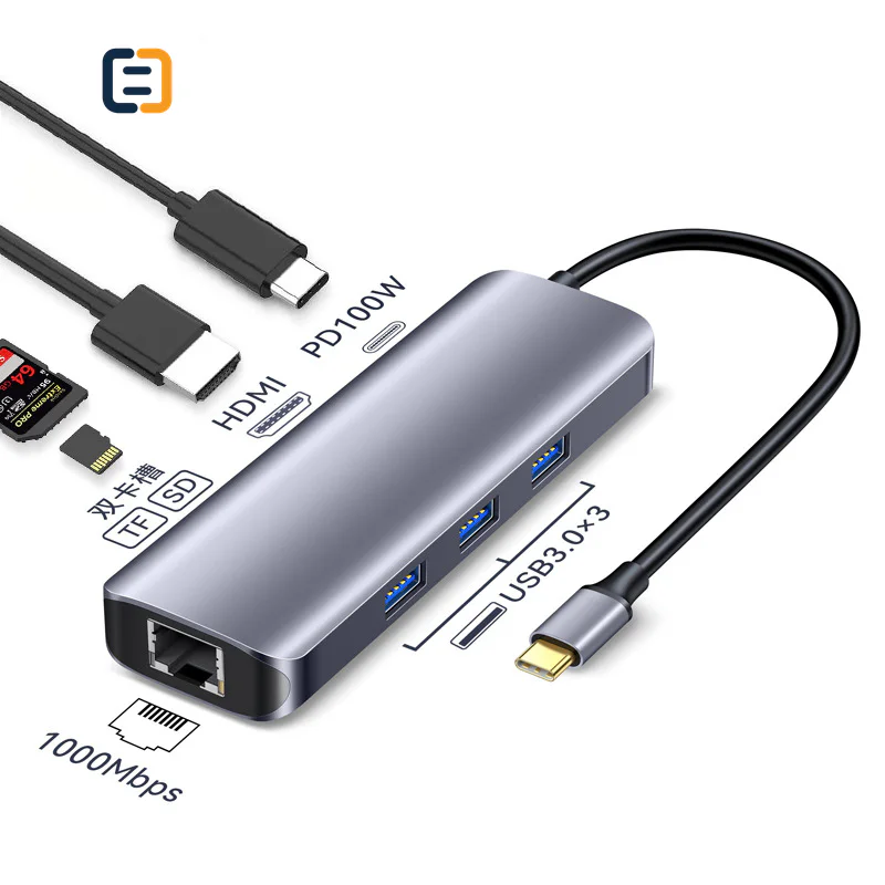 8 in 1 USB-C Hub Multiport Dock Station