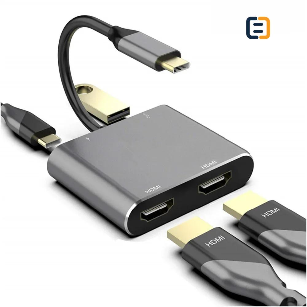 4 in 1 USB-C To Dual HDMI USB3.0 PD Adapter - 4K*2K 30Hz - product image 3