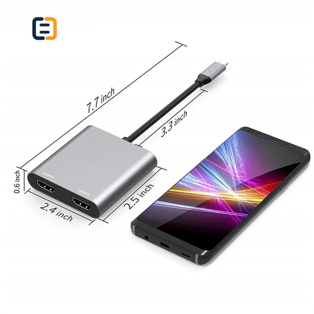 4 in 1 USB-C To Dual HDMI USB3.0 PD Adapter - 4K*2K 30Hz - product image 4