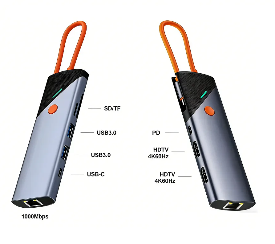 9 in 1 USB-C Docking Station with 2 HDMI ports - 4K60hz